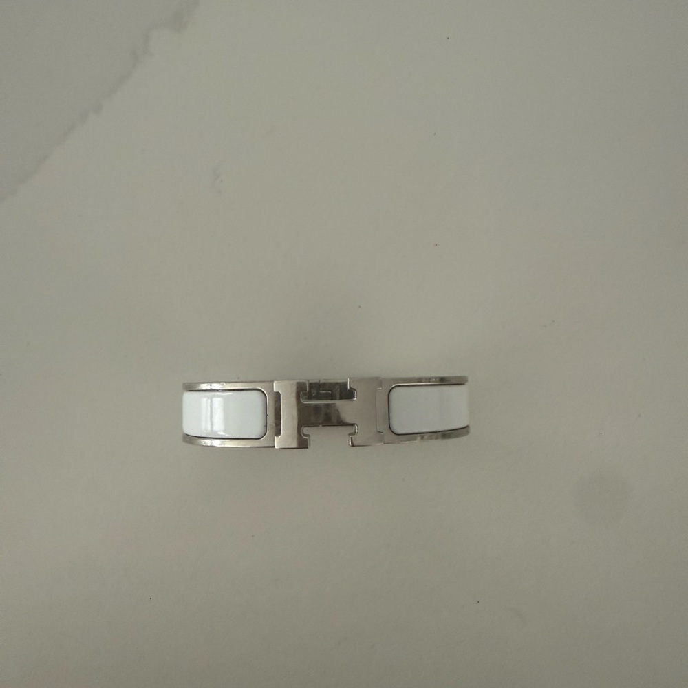 Hermes Silver and White Bracelet